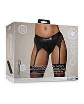 Shots Ouch Vibrating Strap On Thong W/adjustable Garters - Black