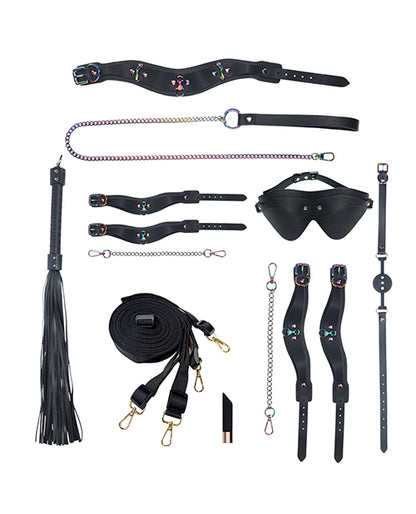 Shots Ouch! Venice Collection Bondage Kit w/Bag - Black/Iridescent