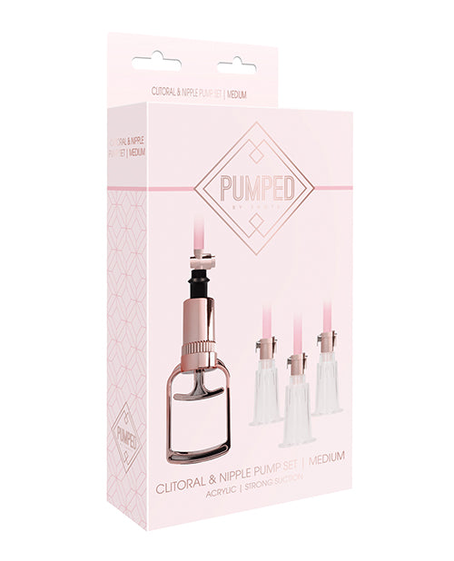 Shots Pumped Clitoral & Nipple Pump Set - Medium Rose Gold