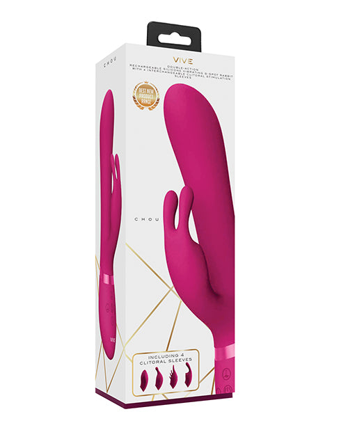 Shots Vive Chou G-Spot Rabbit w/Interchangeable Clitoral Attachments - Pink by Shots America LLC