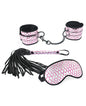 Spartacus Faux Leather Wrist Restraints Blindfold & Flogger Bondage Kit - Pink by Spartacus