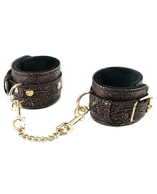 Spartacus Faux Fur Lining Ankle Restraints - Brown Floral Print by Spartacus