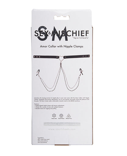 Sex & Mischief Amor Collar w/Nipple Clamps