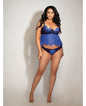 Eyelash Lace & Mesh Underwire Camidoll W/panty Blue