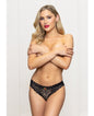 Lace Panty w/Heart Cut Out Back & Pearl Chain Detail - Black