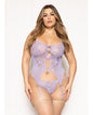 Floral Lace and Mesh Cami w/Attached Garters & Thong - QN