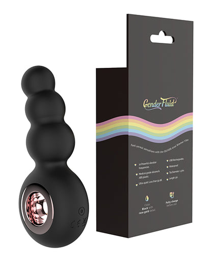 Gender Fluid Quiver Anal Ring Bead Vibe - Black by Thank Me Now INC
