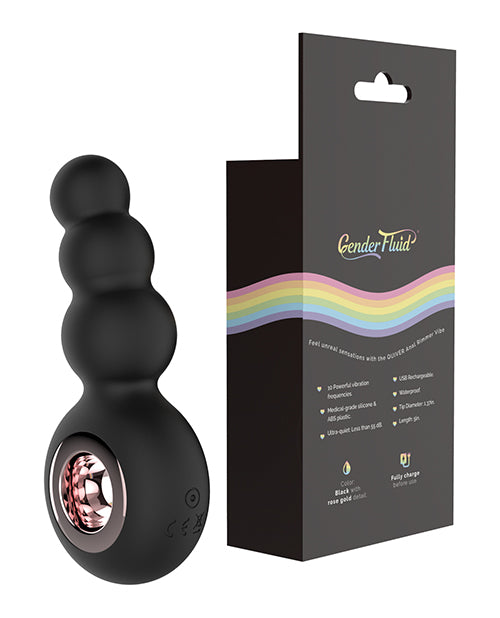 Gender Fluid Quiver Anal Ring Bead Vibe - Black by Thank Me Now INC