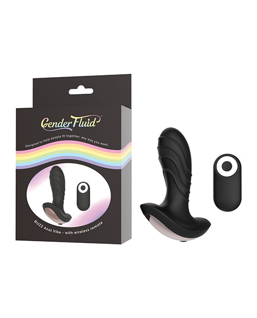 Gender Fluid Buzz Anal Vibe w/Remote - Black by Thank Me Now INC