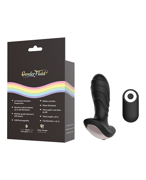 Gender Fluid Buzz Anal Vibe w/Remote - Black by Thank Me Now INC