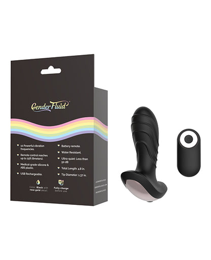 Gender Fluid Buzz Anal Vibe w/Remote - Black by Thank Me Now INC