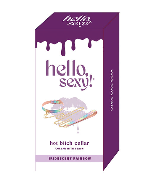 Hello Sexy! Hot Bitch Collar & Leash - Iridescent Rainbow