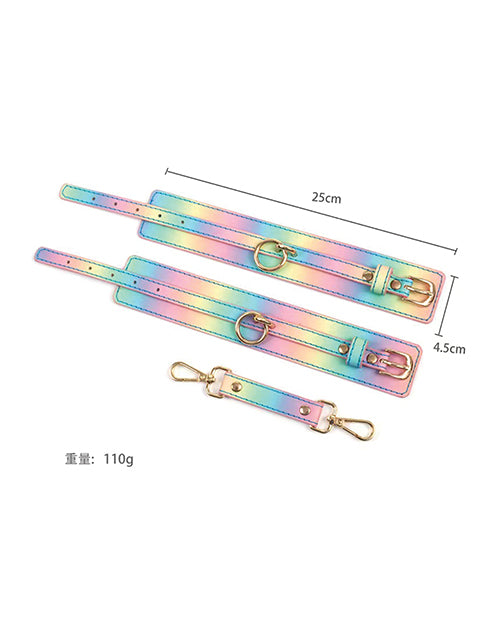 Hello Sexy! Hot Bitch Cuffs & Collar - Iridescent Rainbow