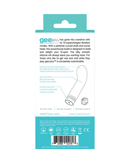 VeDO Gee Plus Rechargeable Vibe - Tease Me Turquoise by Savvy Co.