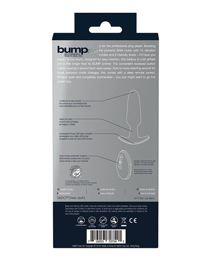 VeDO Bump Plus Rechargeable Remote Control Anal Vibe - Just Black