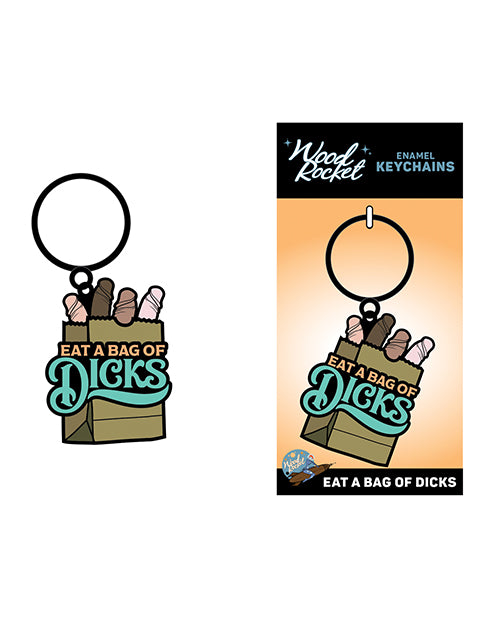 Wood Rocket Eat A Bag of Dicks Keychain - Tan by Wood Rocket LLC