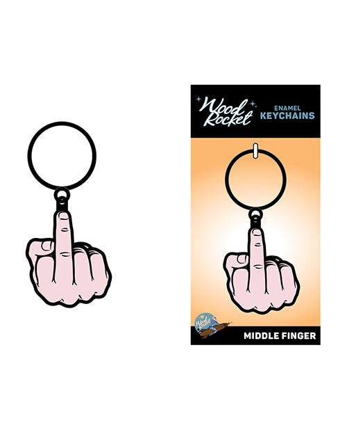 Wood Rocket Middle Finger Keychain - Pink by Wood Rocket LLC