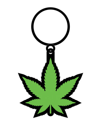 Wood Rocket Weed Pot Leaf Keychain - Green by Wood Rocket LLC