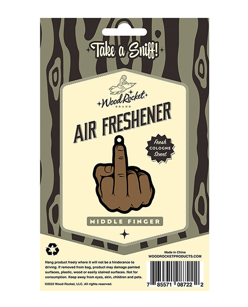 Wood Rocket Middle Finger Brown Air Freshener - Cologne by Wood Rocket LLC