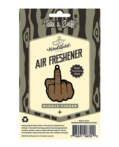 Wood Rocket Middle Finger Brown Air Freshener - Cologne by Wood Rocket LLC