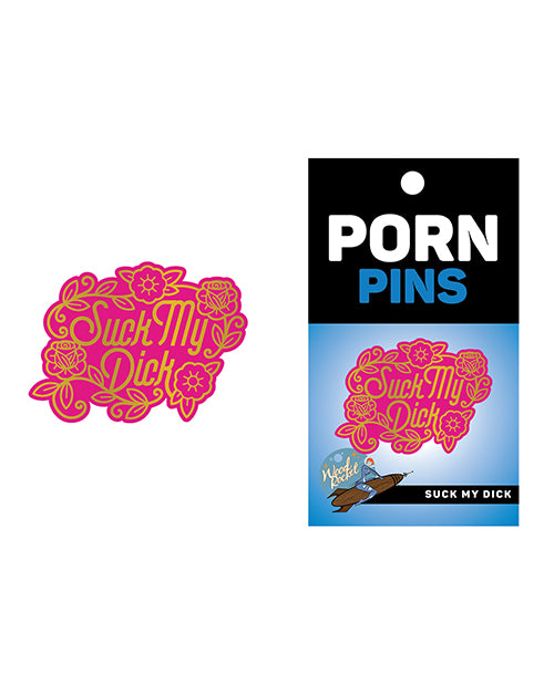 Wood Rocket Porn Suck My Dick Pin - Pink/Gold by Wood Rocket LLC