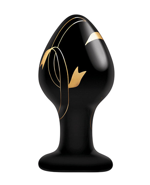 Secret Kisses Handblown Glass Plug - Black/gold by Xgen