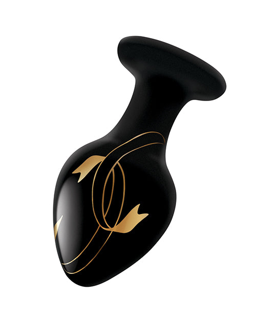 Secret Kisses Handblown Glass Plug - Black/gold by Xgen