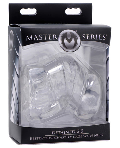 Master Series Detained 2.0 Restrictive Chastity Cage w/Nubs - Clear by Xr LLC