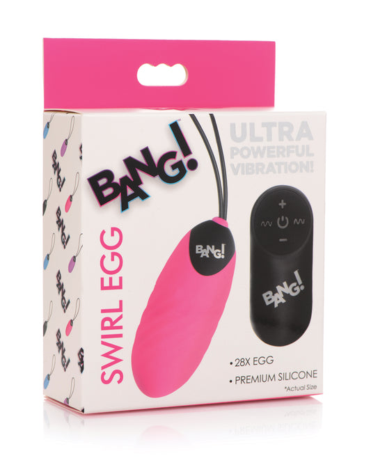 Bang! 28X Swirl Silicone Egg w/Remote Control - Pink