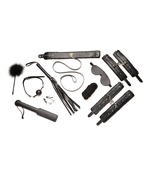 Master Series Hook Up 10 pc Plush Bondage Set - Black