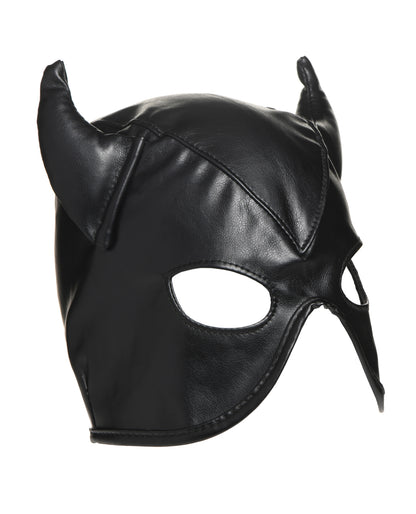 Master Series Dungeon Demon Bondage Hood w/Horns - Black