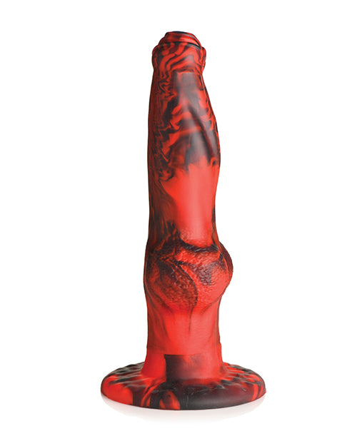 Creature Cocks Hell-Wolf Thrusting & Vibrating Silicone Dildo - Black/Red