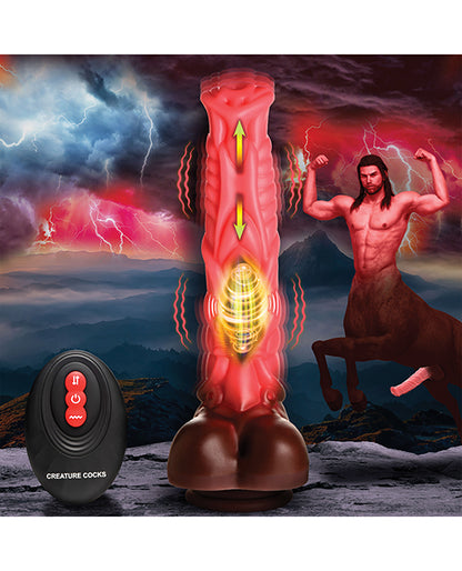 Creature Cocks Deluxe Centaur Thrusting & Vibrating Silicone Dildo w/Remote Control - Peach/Brown