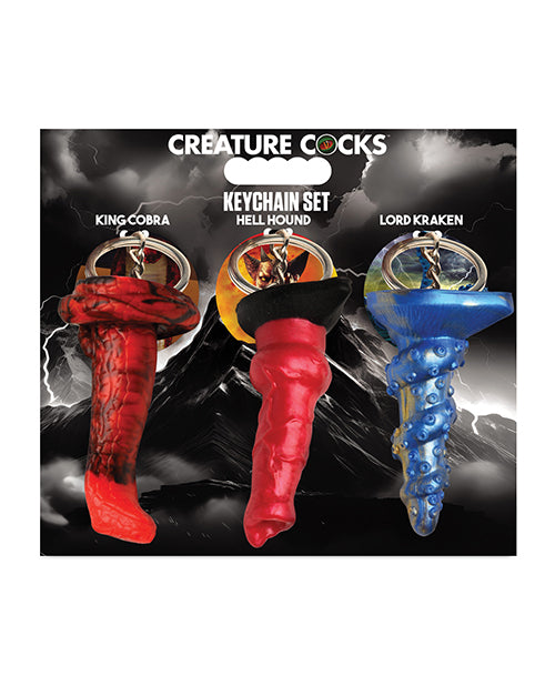 Creature Cocks Hell-Hound, Lord Kraken, & King Cobra Silicone Key Chain Set - Pack of 3 Multi Color by Xr LLC