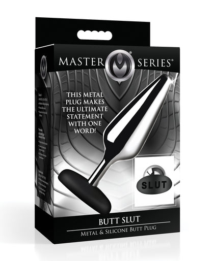 Master Series Butt Slut Metal & Silicone Butt Plug - Metal/Black