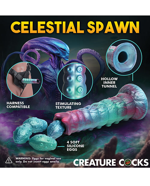 Creature Cocks Galactic Breeder Ovipositor Silicone Dildo w/Eggs - Multi Color