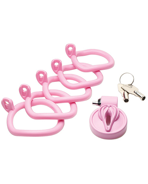 Master Series Pussification Vulva Locking Chasity Cage - Pink