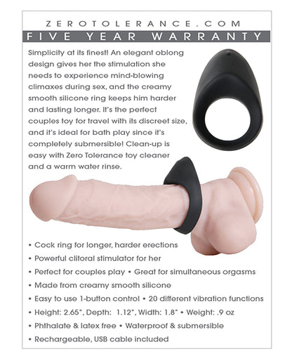 Zero Tolerance Night Rider Cock Ring - Black by Evolved Novelties INC