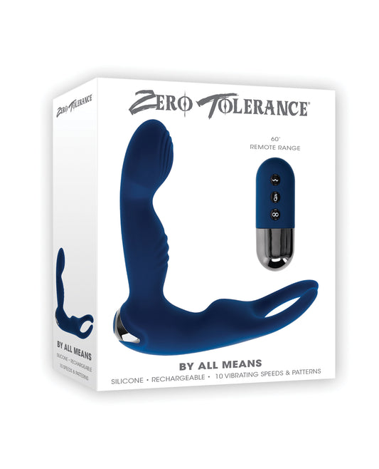 Zero Tolerance By All Means Prostate Vibrator w/Remote Control - Blue