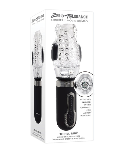Zero Tolerance Thrill Ride Rechargeable Stroker - Black/Clear by Evolved Novelties INC