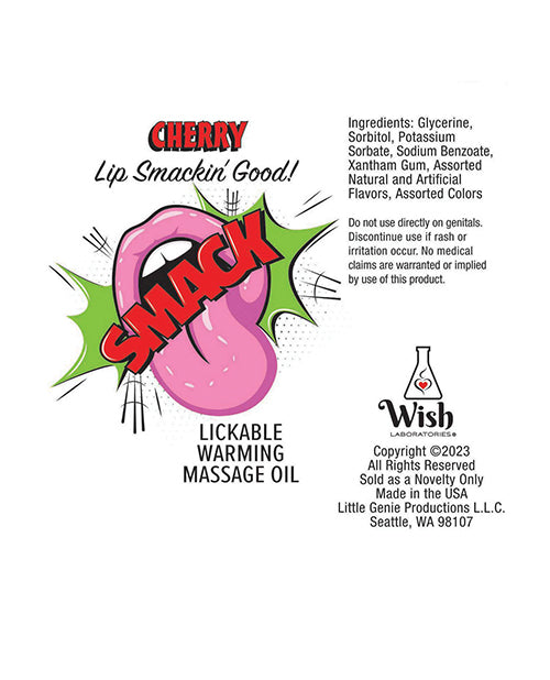 Smack Lickable Warming Massage Oil - Cherry 3 ml pouch
