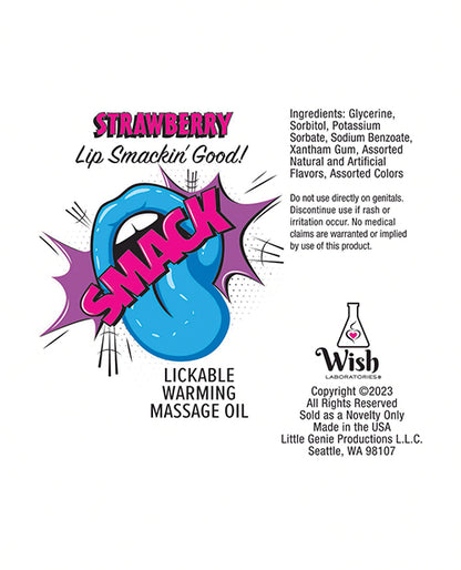 Smack Lickable Warming Massage Oil - Strawberry 3 ml pouch