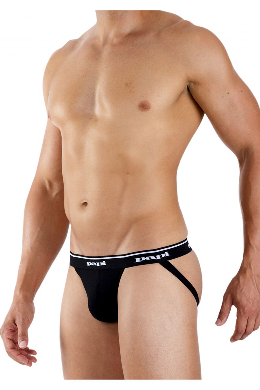 Papi - 3PK 1X1 Rib Jockstrap - Black