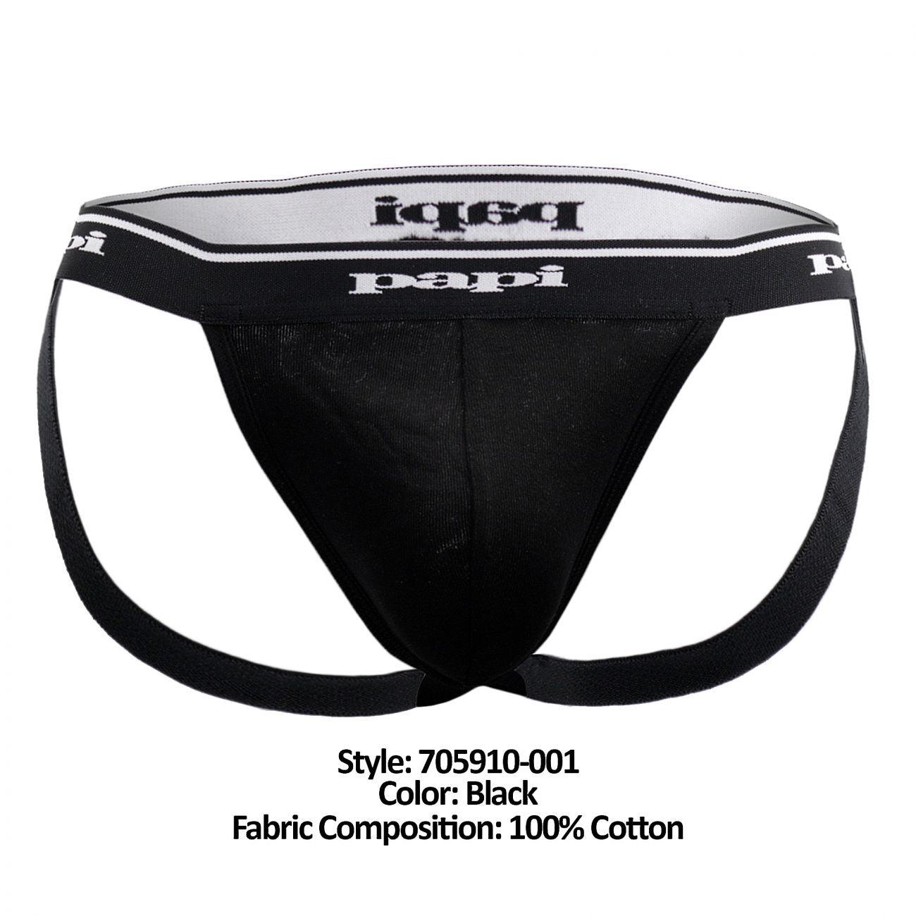 Papi - 3PK 1X1 Rib Jockstrap - Black
