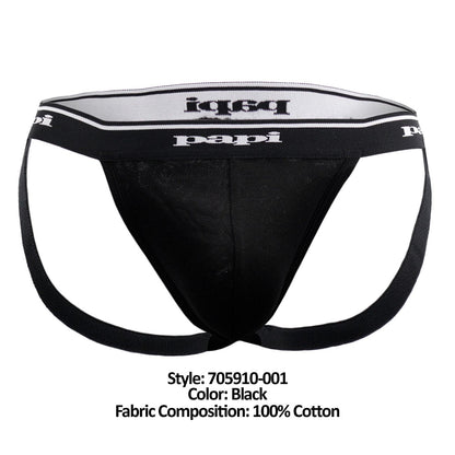 Papi - 3PK 1X1 Rib Jockstrap - Black