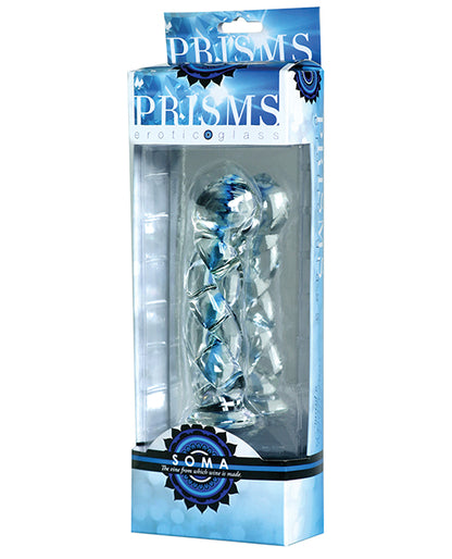 Prisms Erotic Glass Soma Twisted Dildo - Clear/Blue by Prisms Erotic Glass