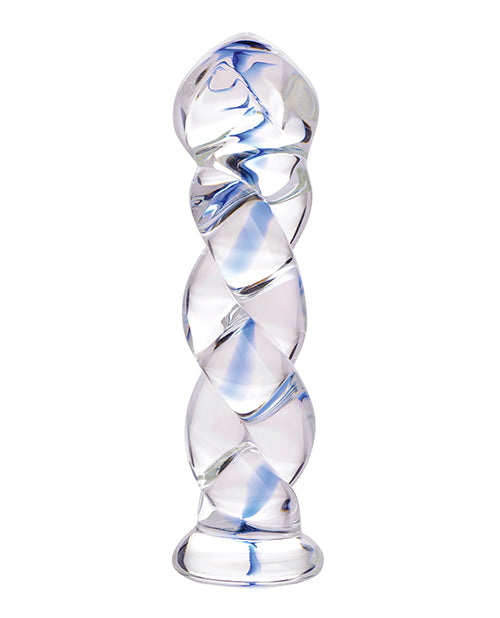 Prisms Erotic Glass Soma Twisted Dildo - Clear/Blue by Prisms Erotic Glass