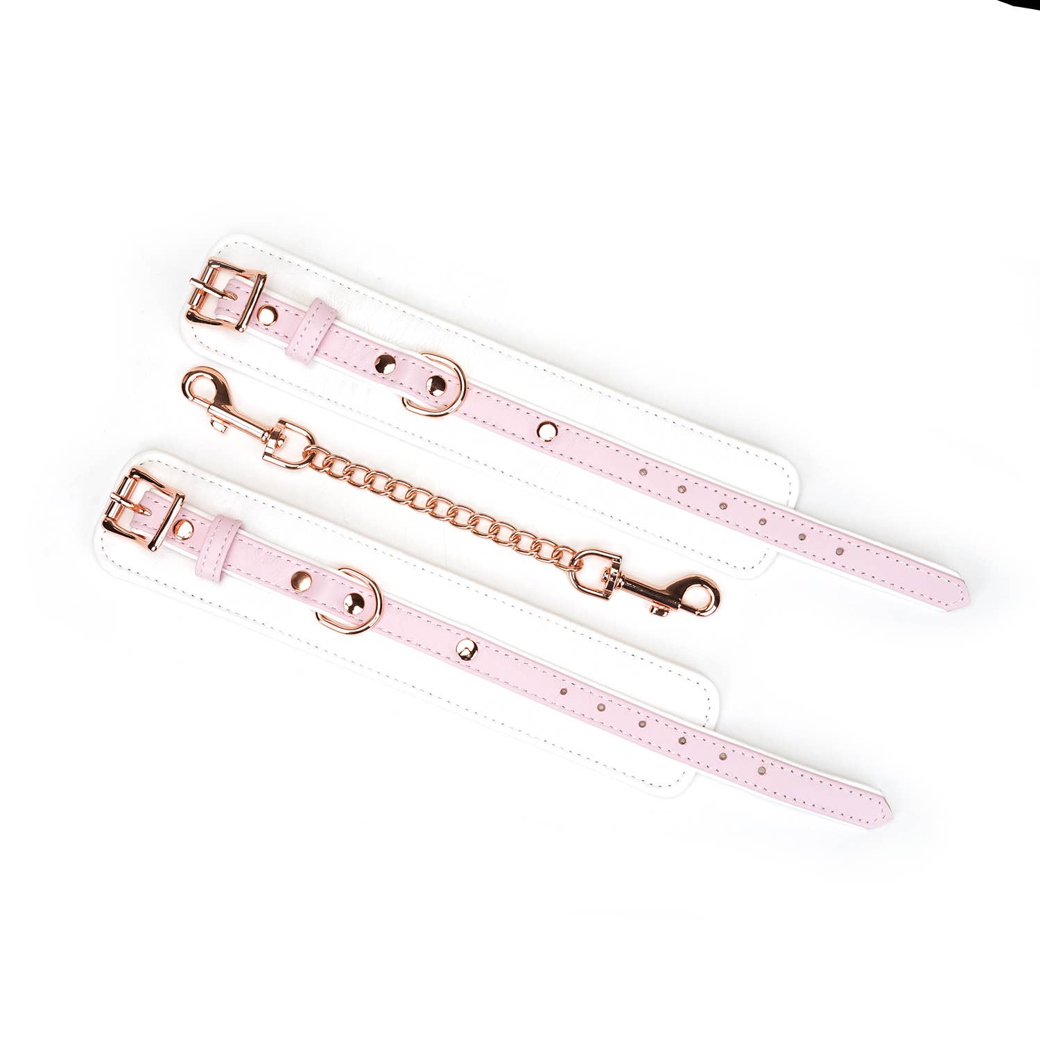 Liebe Seele- White & Pink Fairy Leather Hand Cuffs by Liebe Seele