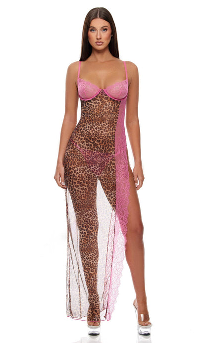 Animal Instincts Sheer Mesh Nightgown Lingerie Set by Forplay Inc.