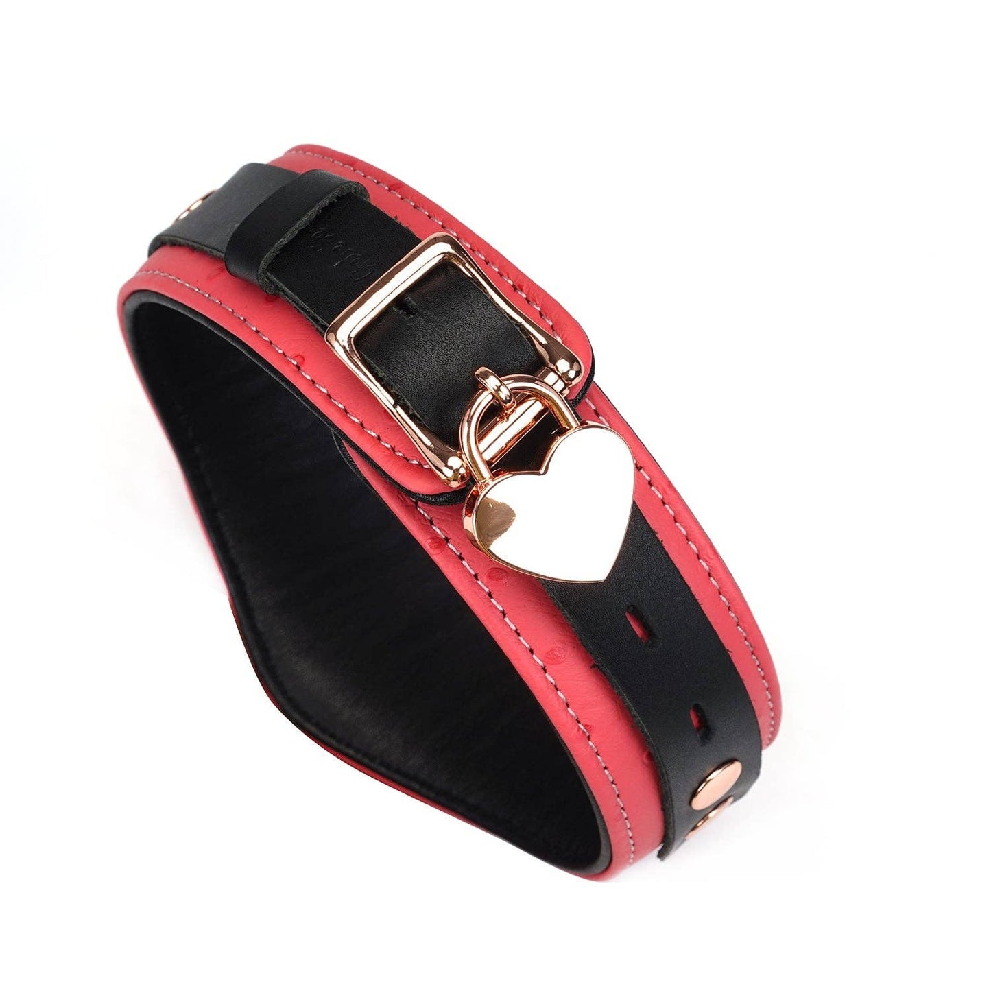Angel's Kiss Pink Leather Curved Collar with Locking Buckle by Liebe Seele